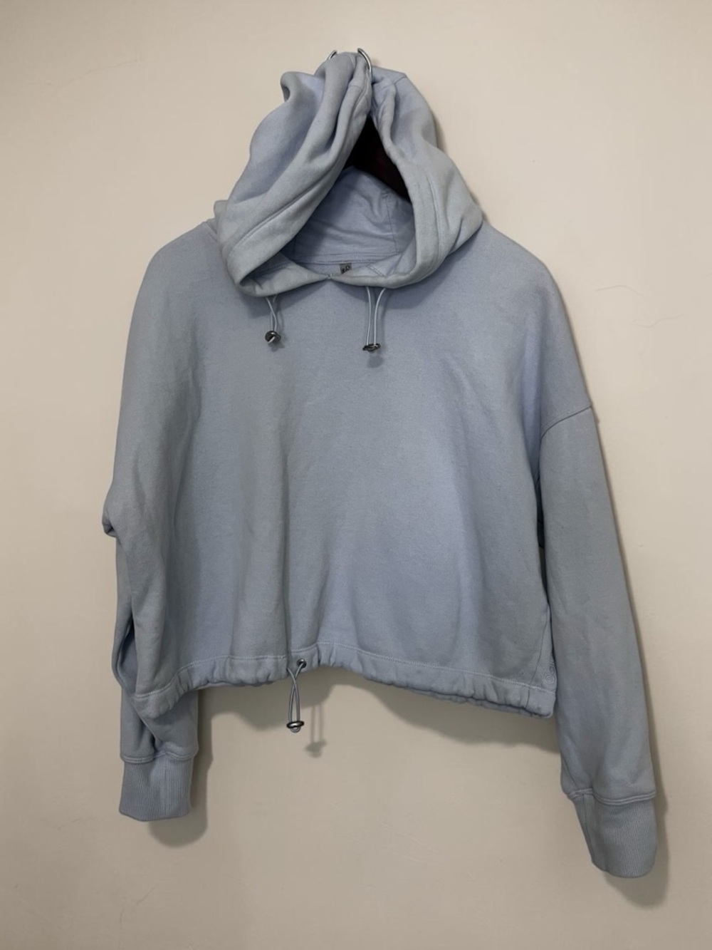 Calvin Klein Oversized Cropped Baby Blue Fleece Lined Hoodie - size L